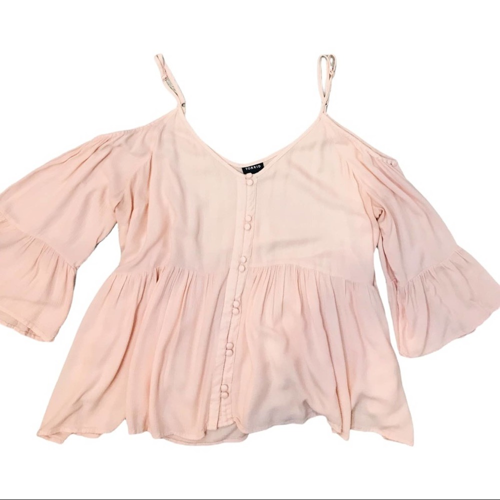 TORRID BLUSH COLD SHOULDER BLOUSE - Picture 7 of 7